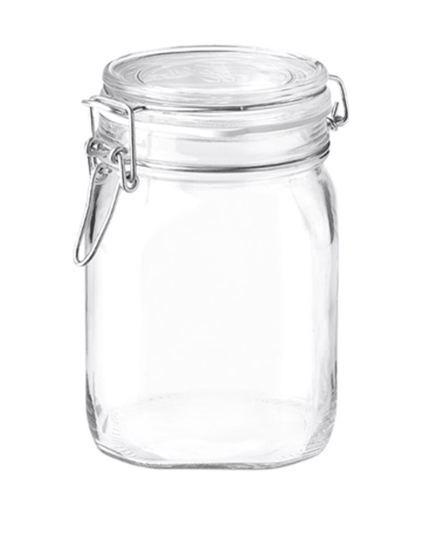 Bocal hermétique en verre 1L avec couvercle clips, lot de 4