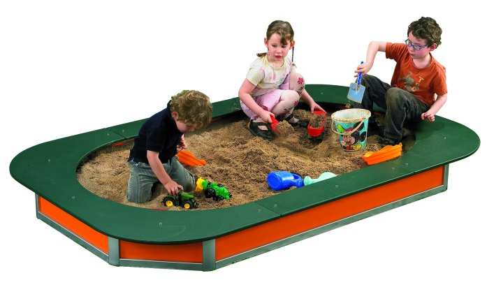 [9089] Bac à sable en aluminium avec panneaux HPL et bâche de protection