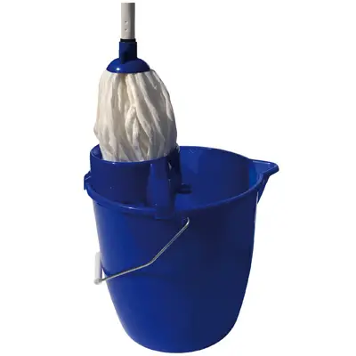[9128] Ensemble laveur rond 12L avec essoreur et frange en viscose