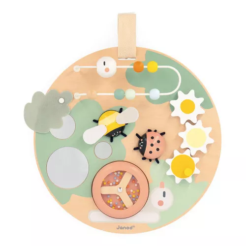 [9366] Panneau d'activités mural en bois pour éveil sensoriel des tout-petits