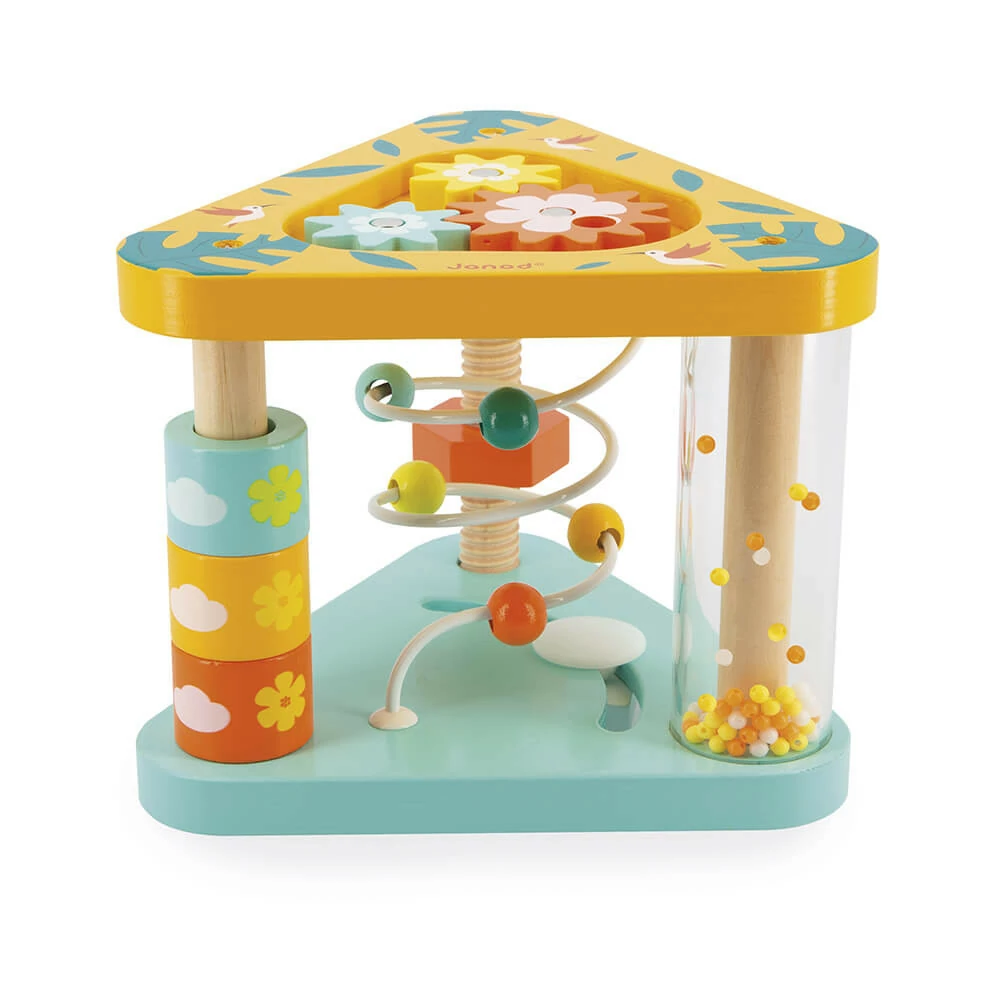 Triangle d'activités en bois pour éveil et motricité des enfants