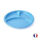 Assiette ronde à 3 compartiments en mélamine, couleur au choix - Lot de 10