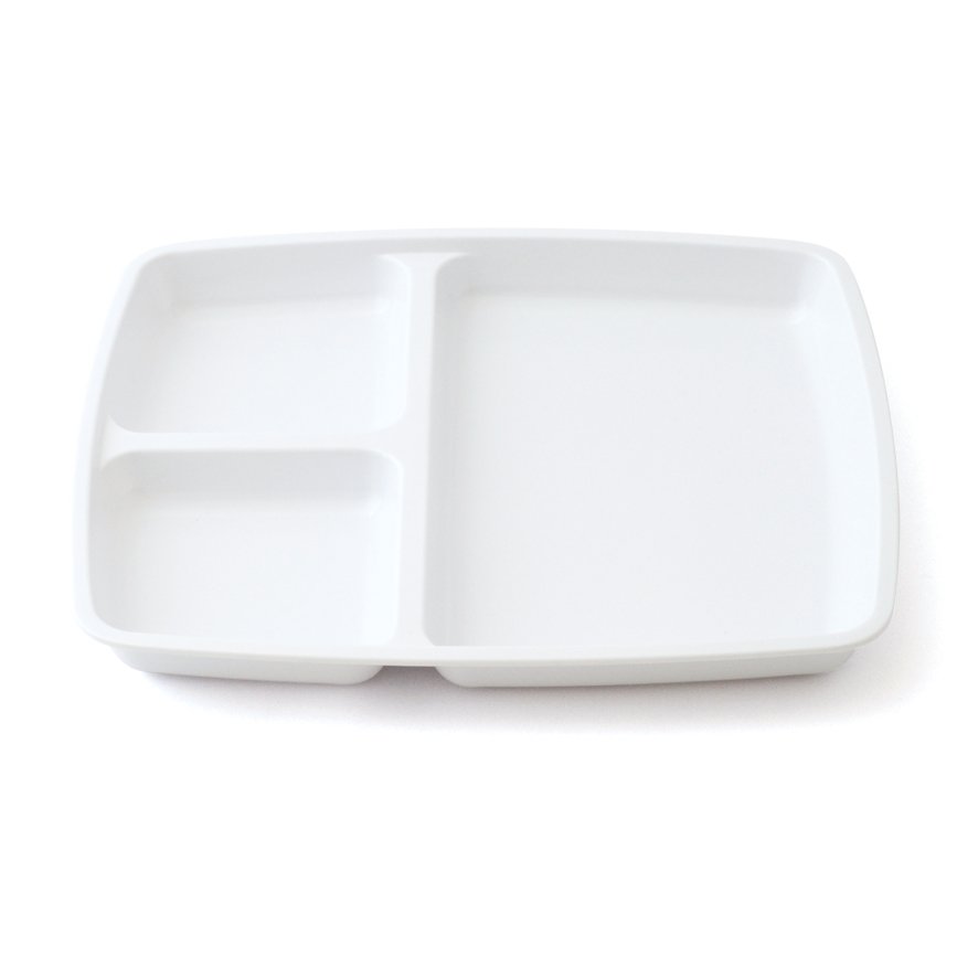 [2689] Assiette à 3 compartiments en mélamine - Lot de 6 (Blanc)