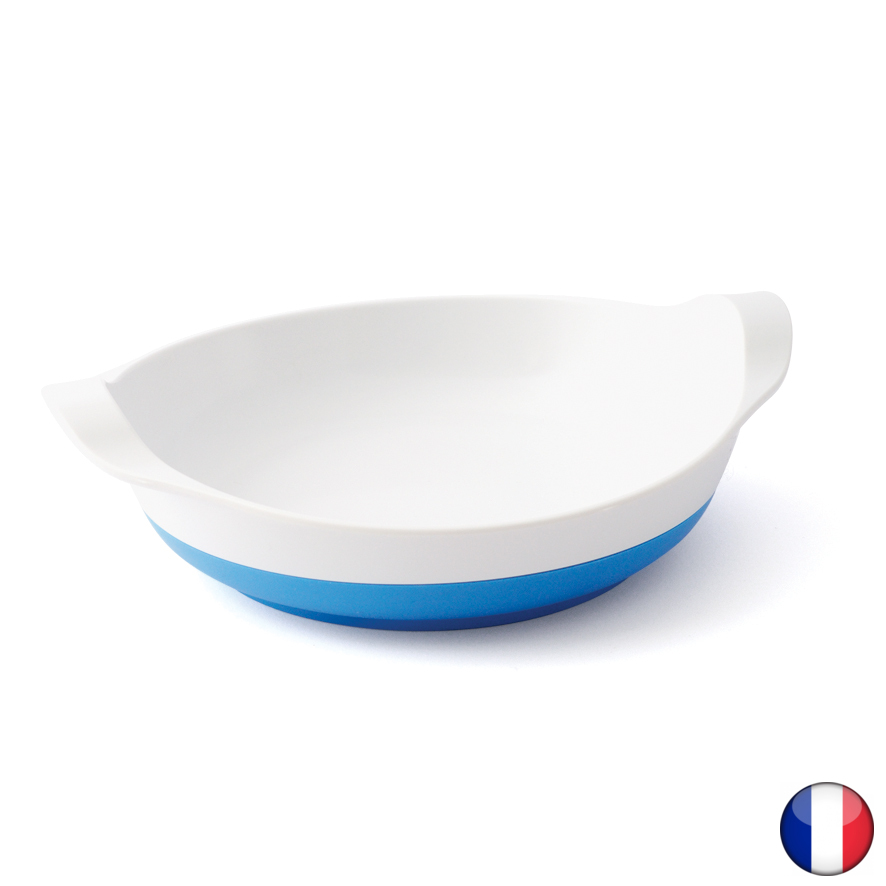 [2536] Assiette creuse en mélamine avec antidérapant, coloris variés - lot de 12 (Bleu)