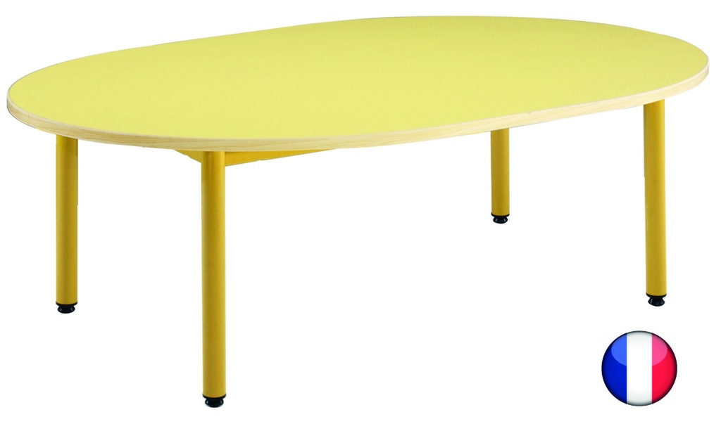 [2525] Table ovale pour enfants 1 à 5 ans - Mélaminé et pieds époxy (Taille 1)