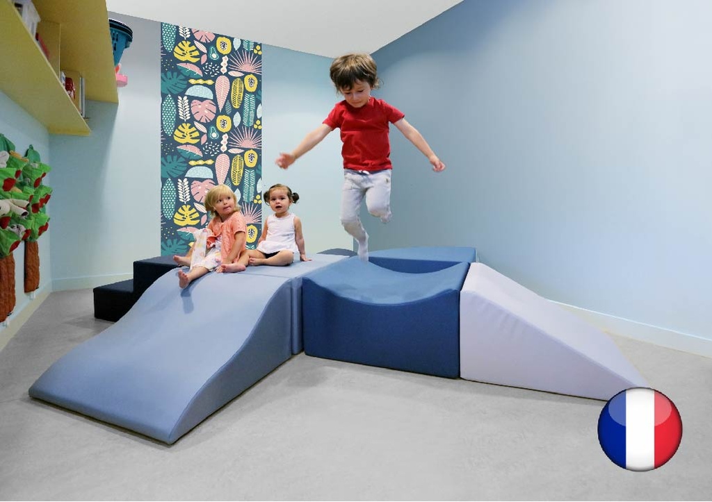 [6454] Combinaison de motricité en angle pour enfants de maternelle, 5 modules (Nuancier cocon)