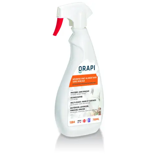 [1097] Désinfectant sans rinçage pour mains et surfaces Carelys, compatible milieu alimentaire (750ml)