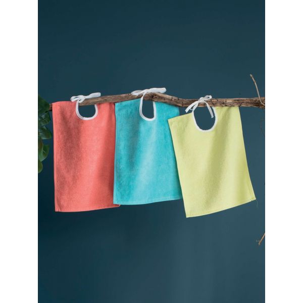 Bavoir économique à lacets en velours – 450 g/m² – 35x40 cm ou 35x50 cm – lot de 6