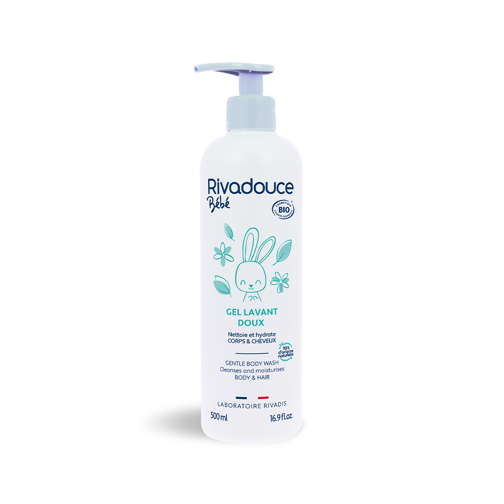 [1999] Gel doux lavant bébé bio Rivadouce pour peau sensible (500ml Avec pompe)