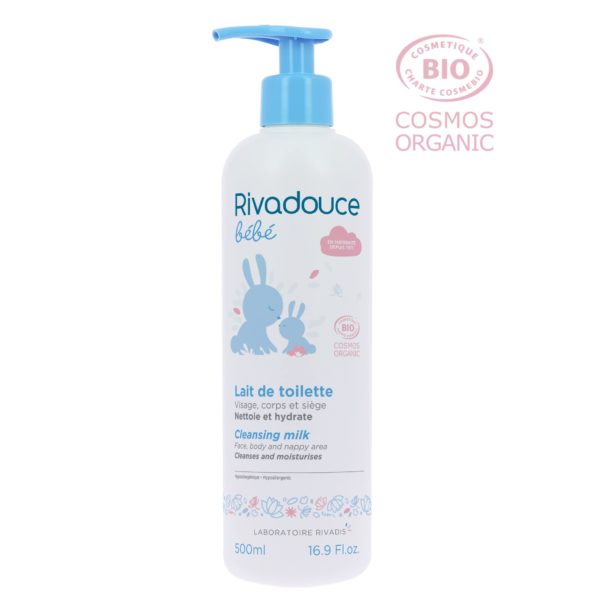 [6250_LOT] Lait de toilette BIO pour bébés Rivadouce - Soins doux et naturels, lot de 2 (500ml Avec pompe)