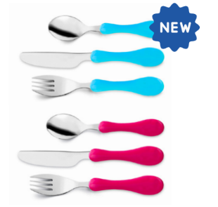 [3578_LOT] Set de couverts ergonomiques 2ème âge, lot de 12 (Bleu)