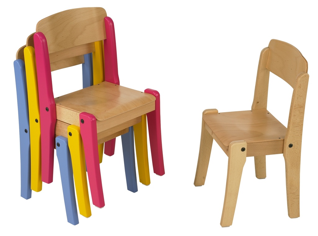 [8525] Chaise empilable pour collectivités avec patins antibruit, Taille 00 à taille 2 (Bleu, Taille 00 (taille crèche))