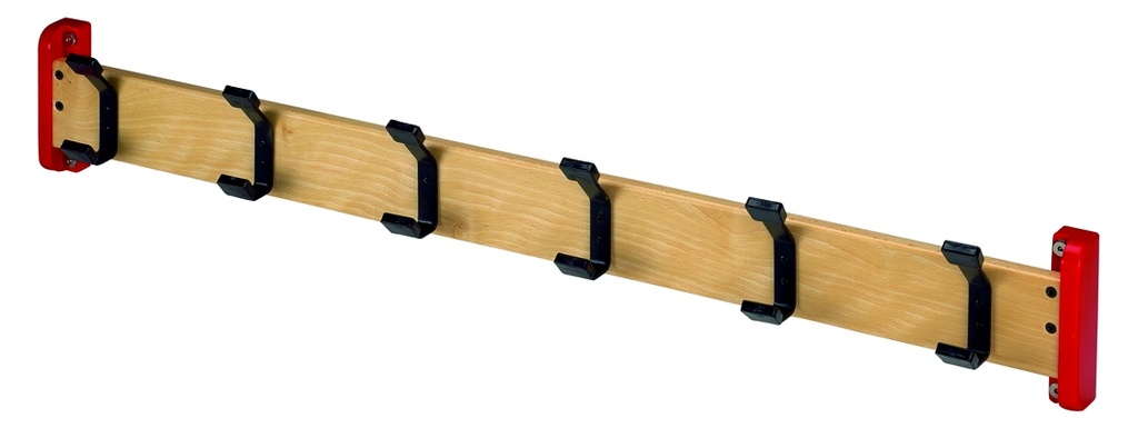 [4097] Portemanteau en bois massif avec 6 patères (Bleu)