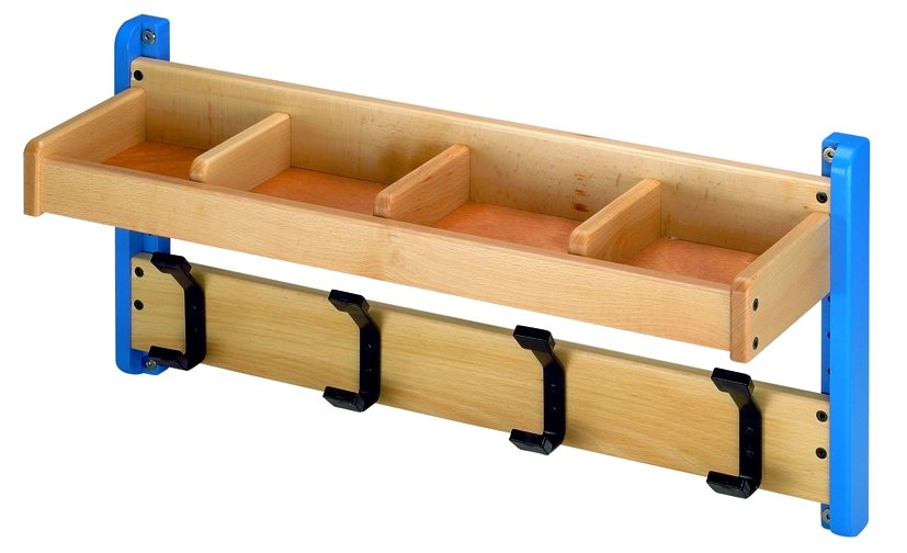 [4087] Portemanteau avec Casiers et 4 Patères pour Espaces d'Accueil (Bleu)