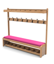 Vestiaire en bois avec banc et patères pour espaces d'accueil