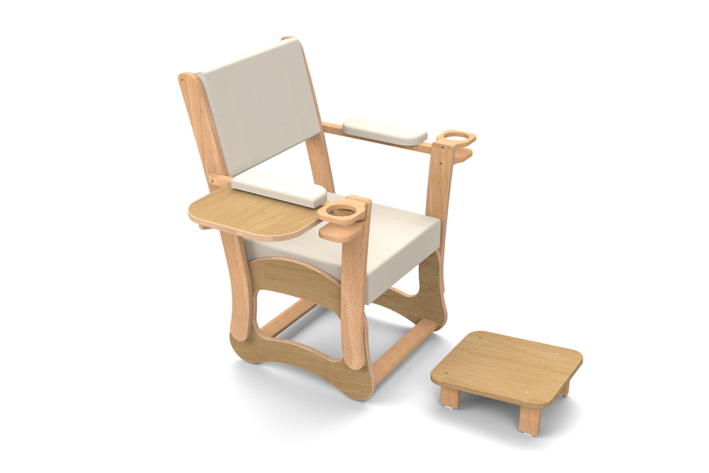 [6773] Fauteuil d'allaitement ergonomique avec tablette et range biberons (Naturel)