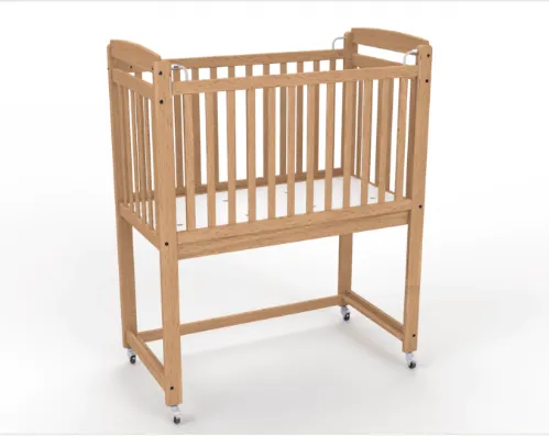 [8445] Lit de crèche à barreaux couchage haut avec ouverture à une main - sans matelas (Bleu)