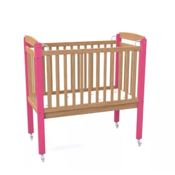 [6166] Lit crèche à barreaux Clic'Cat sommier fixe 120 x 60 sans matelas (Bleu)