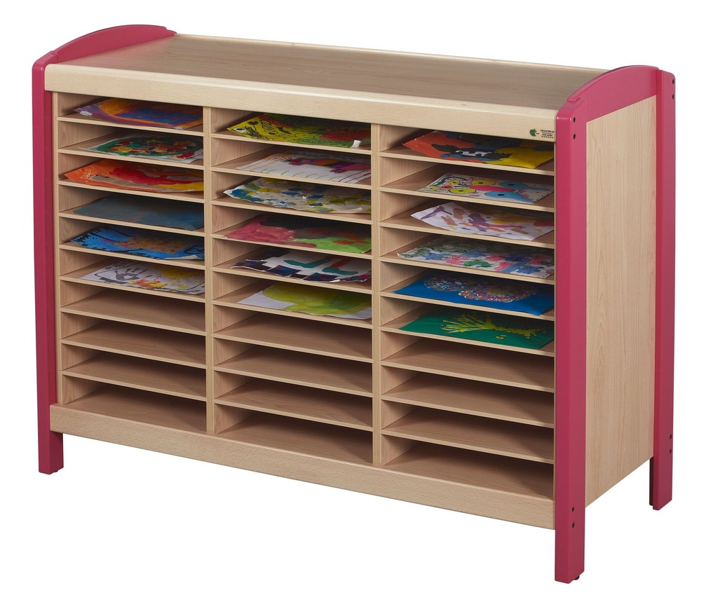 [8497] Meuble de rangement à dessins 30 cases avec garantie 5 ans (Bleu)