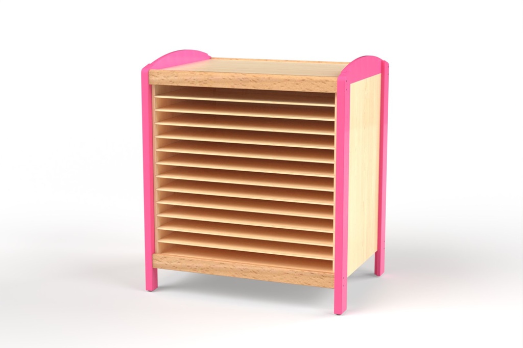 [6182] Meuble de rangement en bois pour dessins avec étagères amovibles (Bleu)