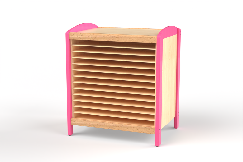 Meuble de rangement en bois pour dessins avec étagères amovibles