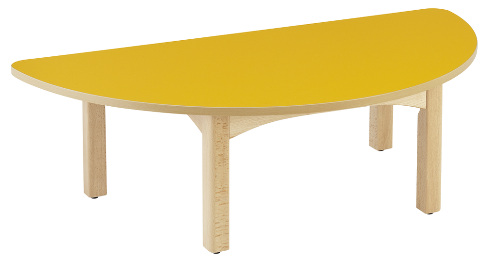 Table de crèche en bois demi-lune diamètre 120cm avec options de couleur, Taille 00 à taille 3