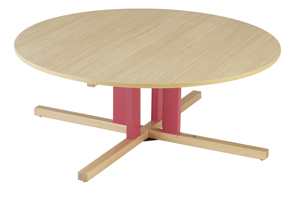 [8637] Table ronde en bois pour crèches et écoles maternelles avec pied central (Bleu, Taille 00 (taille crèche))
