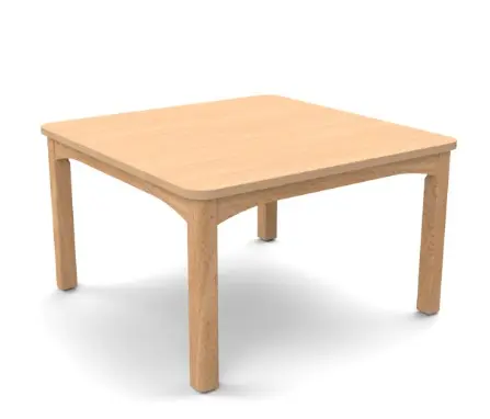 [8665] Table petite enfance carrée 80x80 cm avec patins anti-bruit, dès la taille 00 (Bleu, Taille 00 (taille crèche))