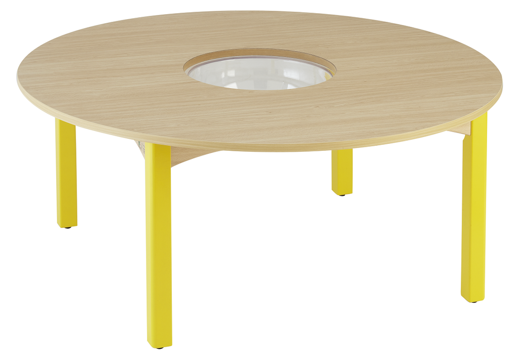 [8729] Table en bois pour petite enfance avec bac d'activité central, taille crèche à taille 2 (Bleu, Taille 00 (taille crèche))
