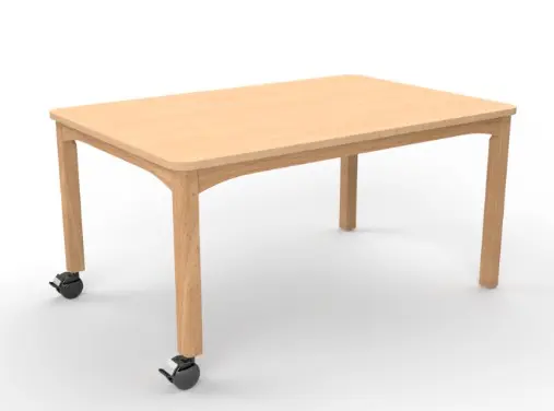 [8761] Table rectangulaire à roulettes 120x80cm (Bleu, Taille 00 (taille crèche))