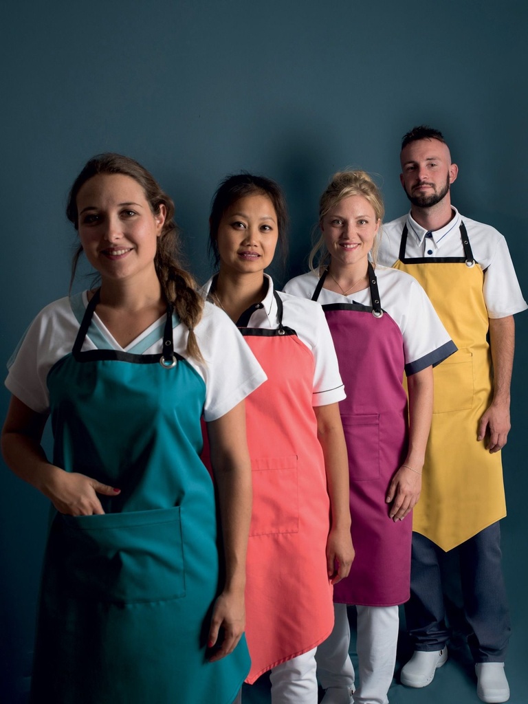 [4173] Tablier de service professionnel avec poche et réglage facile (Bleu)