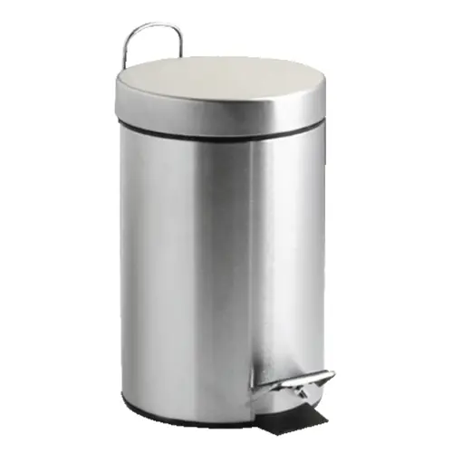 Poubelle à pédale en métal 12L, inox ou blanc