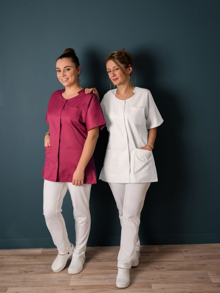 [7623] Tunique professionnelle à manches courtes, coloris au choix. (Bleu Jean, Taille 0)