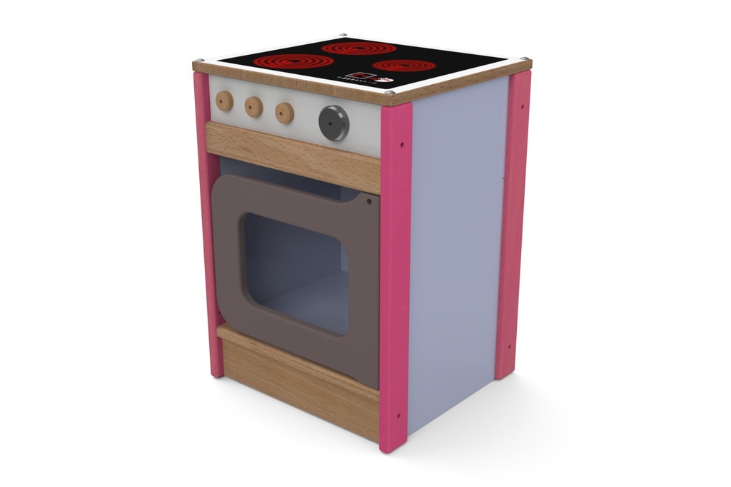 [4671] Cuisinière d'imitation en bois de hêtre pour crèche (Naturel)