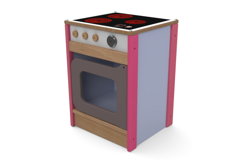 Cuisinière d'imitation en bois de hêtre pour crèche