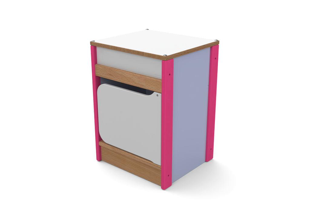 Meuble de rangement d'imitation en bois de hêtre pour crèche