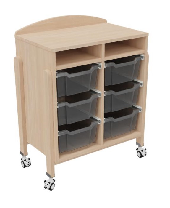 [8134] Meuble de Rangement 6 Bacs K'Briol avec Roulettes et Finition Vernis (Blanc)