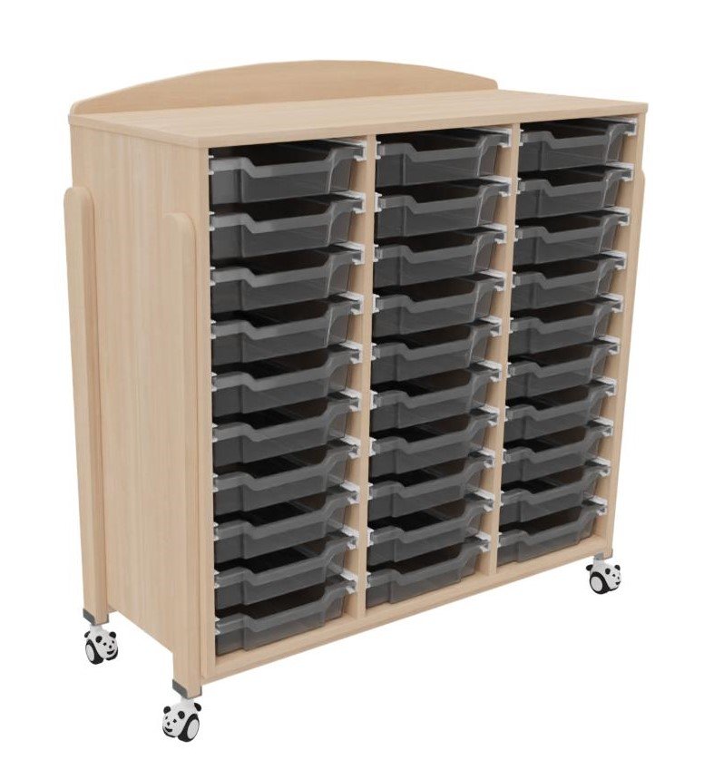[8142] Meuble de Rangement 30 Bacs K'Briol avec Roulettes et Finition Vernie (Blanc)
