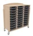 Meuble de Rangement 30 Bacs K'Briol avec Roulettes et Finition Vernie