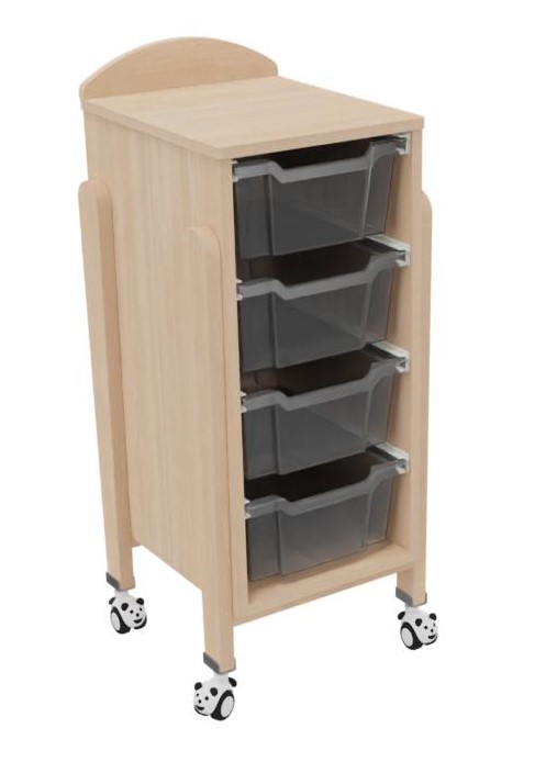 [8146] Meuble de Rangement K'Briol 4 Bacs Vernis Naturel (Blanc)