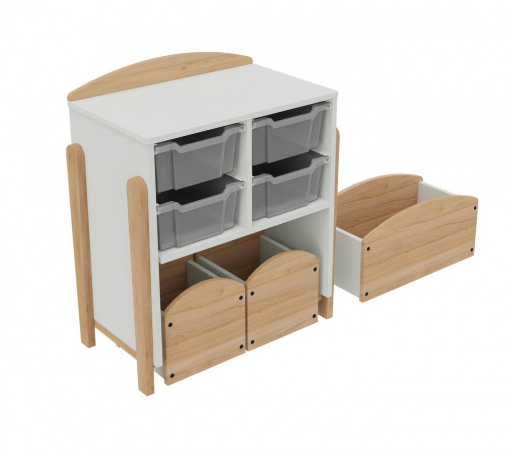 [8162] Meuble de Rangement à Bacs Vernis Naturel ou Coloré K'Briol (Blanc)