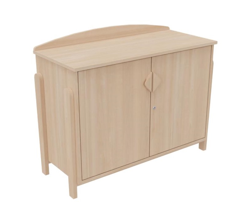 [8302] Meuble bas 2 portes verni naturel ou coloré pour collectivité K'Briol (Blanc)