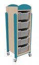 Meuble de rangement K'Briol 5 bacs avec roulettes et finition vernie