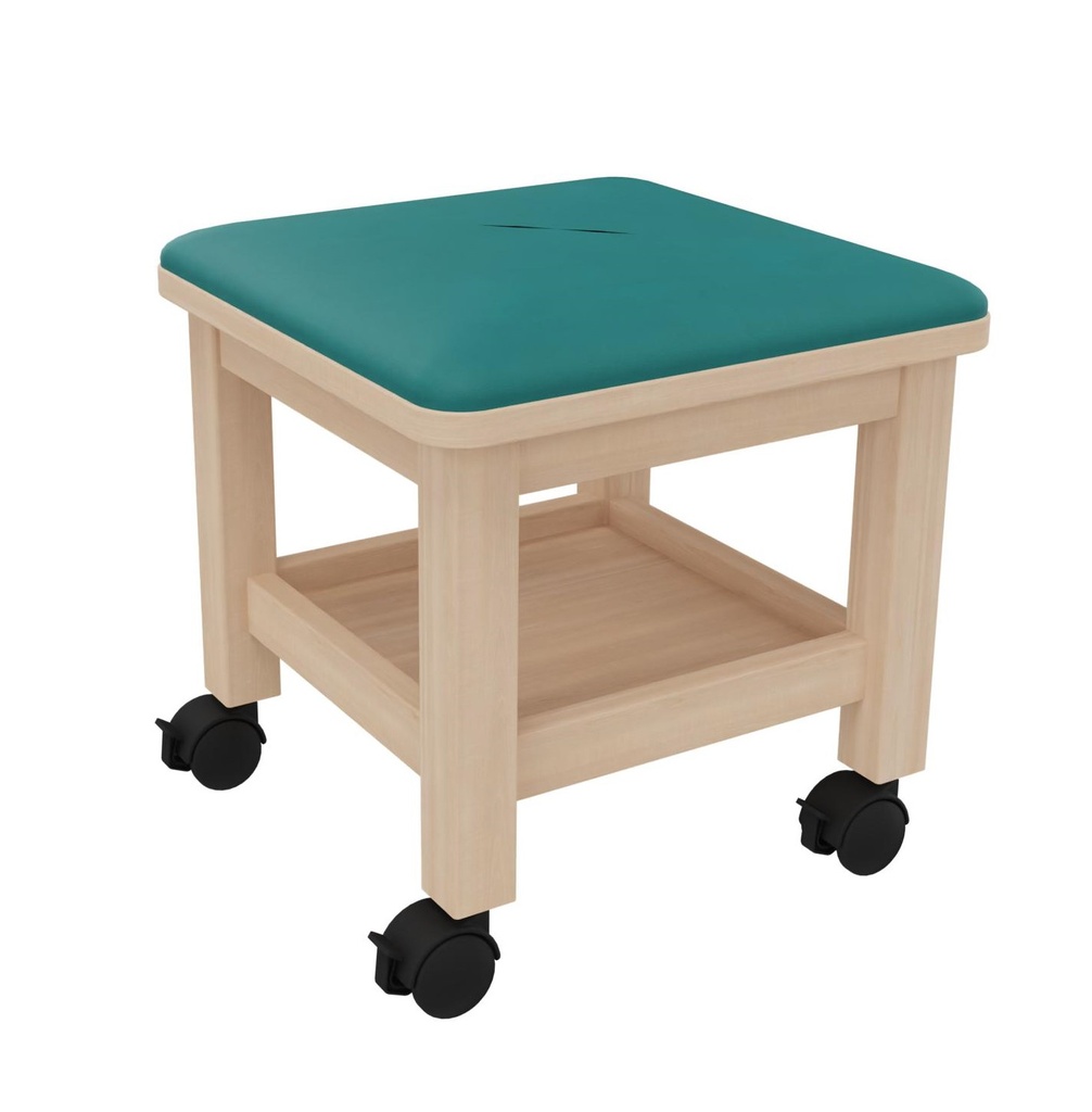 Tabouret mobile K'Briol verni naturel avec coussin ergonomique