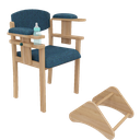 Chaise d'allaitement Nounou K'Briolavec coussin d'assise en tissu enduit, tablette et repose-pieds