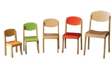 [8176] Chaise en bois Ric'Hochet verni naturel pour crèches et écoles, taille 0 à 3 (Blanc, Taille 0)