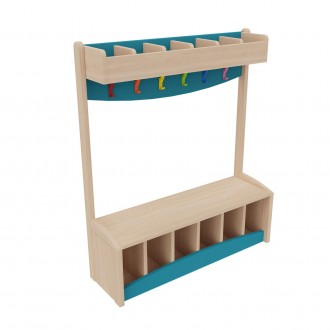 [8359] Banc vestiaire K'Briol en bois de hêtre avec finition vernie (Blanc)