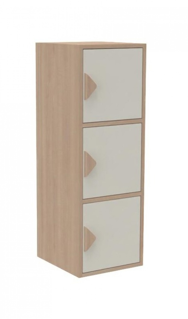 [8363] Meuble vestiaire K'Briol 3 casiers verticaux avec portes pour espaces collectifs (Blanc)