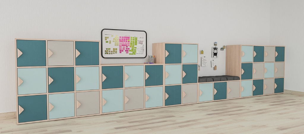 [8375] Meuble vestiaire 12 casiers K'Briol pour crèche et maternelle (Blanc)