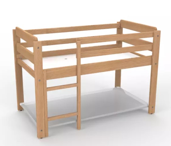 [5357] Lit duo combiné bois pour espaces repos en école maternelle (Bleu)